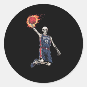 Basketball Skeleton Classic Round Sticker