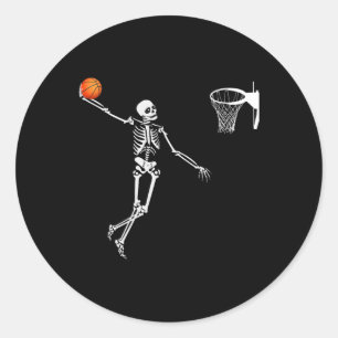Basketball Skeleton Halloween  Art-Dunking Skeleto Classic Round Sticker