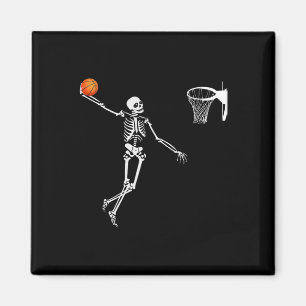 Basketball Skeleton Halloween Art-Dunking Skeleto Magnet