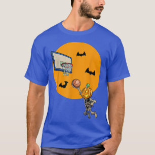 Basketball Skeleton Halloween Men Boys Basketball T-Shirt