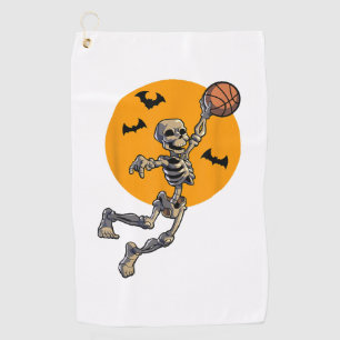 Basketball Skeleton Halloween Men Boys Halloween Golf Towel