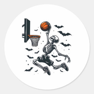 Basketball Skeleton Halloween Skeleton Basketball  Classic Round Sticker