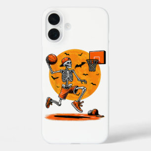 Basketball Skeleton Spooky Halloween iPhone 16 Plus Case