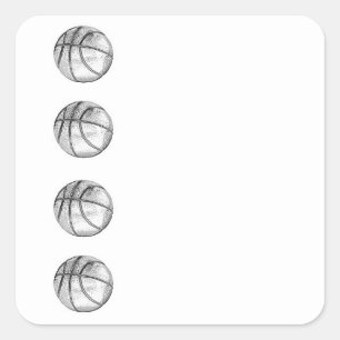 Basketball sketch with pencil on white background square sticker