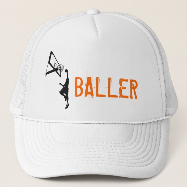 Basketball Slam Dunk Silhouette Trucker Hat (Front)