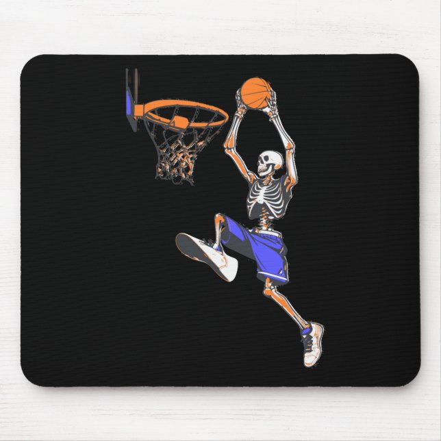 Basketball Slam Dunk Skeleton Halloween  Mouse Pad (Front)