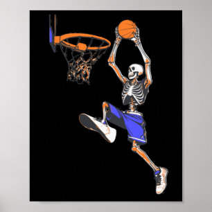 Basketball Slam Dunk Skeleton Halloween  Poster