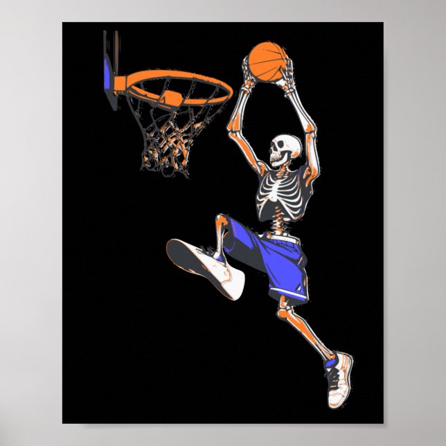 Basketball Slam Dunk Skeleton Halloween  Poster (Front)