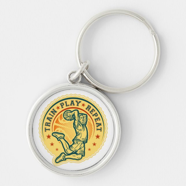 Basketball Slam Dunk Vintage Design Key Ring (Front)