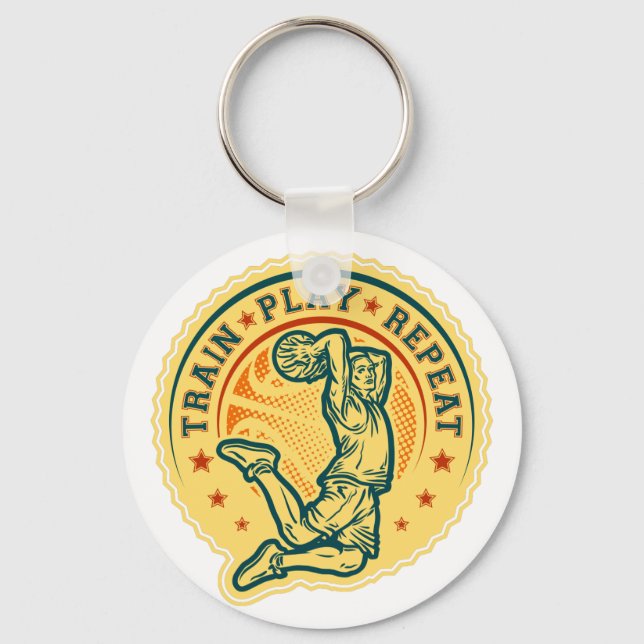 Basketball Slam Dunk Vintage Design Key Ring (Front)