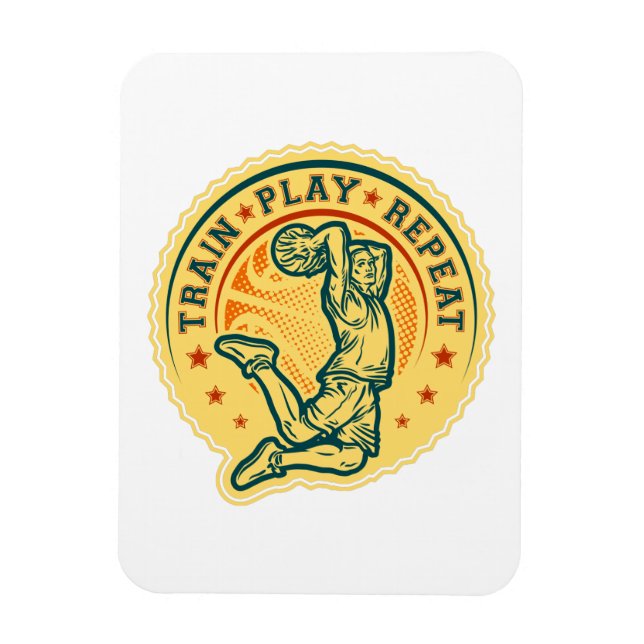 Basketball Slam Dunk Vintage Design Magnet (Vertical)