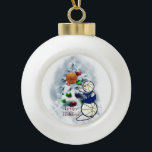 Basketball Snowman Christmas Ceramic Ball Christmas Ornament<br><div class="desc">Basketball snowman is just too darn cute and will be loved by all basketball lovers. Fully customisable to personalise with your photos and text if you like.</div>