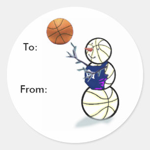 Basketball Snowman Christmas Gift Stickers