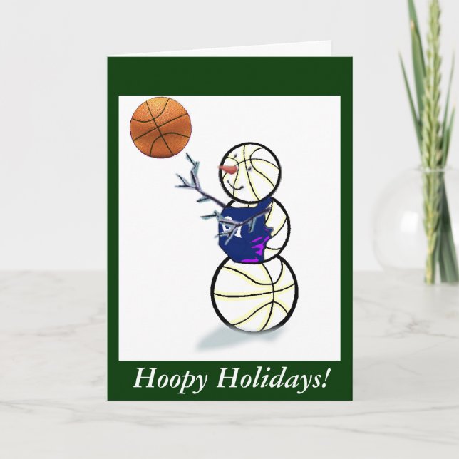 Basketball Snowman Christmas Holiday Card (Front)