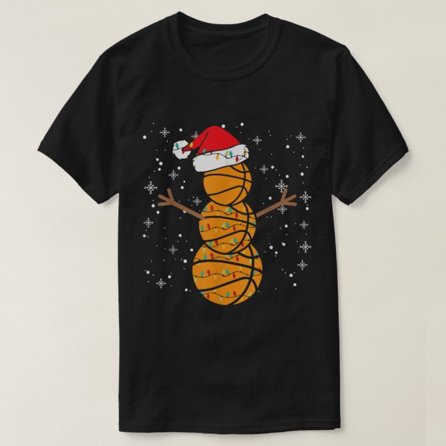 Basketball Snowman Christmas Holiday Design T-Shirt (Design Front)