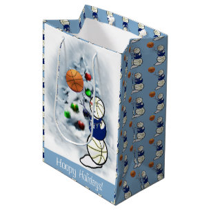 Basketball Snowman Christmas Medium Gift Bag