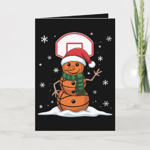 Basketball Snowman Christmas Santa Hat Xmas Sports Card