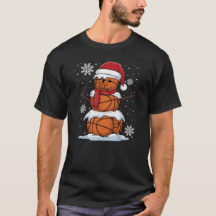 Basketball Snowman Christmas Sports Gift Tee