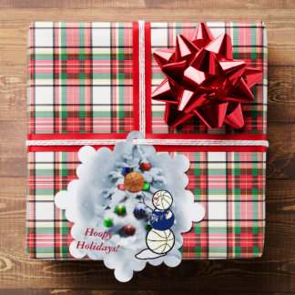 Basketball Snowman Christmas Tree Decoration Card