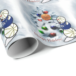 Basketball Snowman Christmas Wrapping Paper