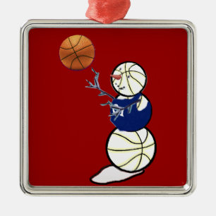 Basketball Snowman Metal Tree Decoration