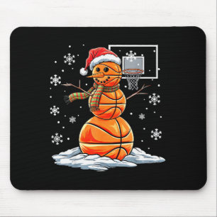 Basketball Snowman Player Santa Hat Christmas Funn Mouse Pad