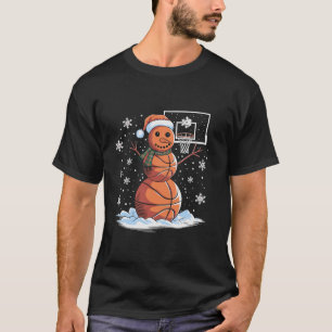 Basketball Snowman Player Santa Hat Christmas Funn T-Shirt