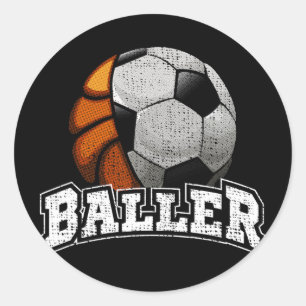 Basketball Soccer Funny Classic Round Sticker