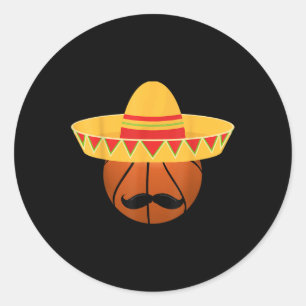 Basketball Sombrero For Cinco De Mayo Fiesta Celeb Classic Round Sticker