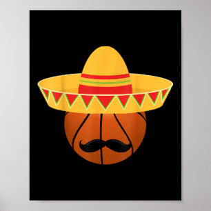 Basketball Sombrero For Cinco De Mayo Fiesta Celeb Poster