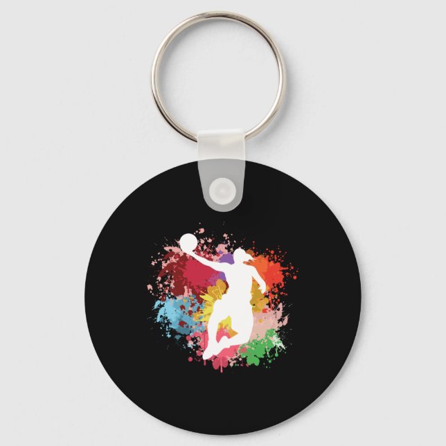 Basketball Splash Watercolor  Key Ring (Front)