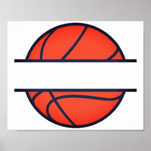 Basketball Split Monogram Poster