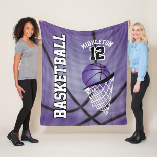 Basketball 🏀 Sport Design in Purple Fleece Blanket