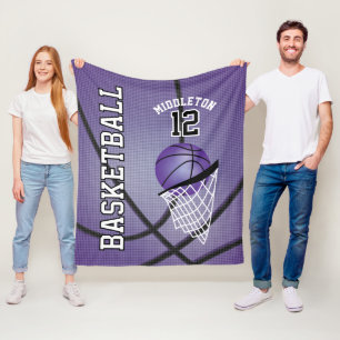 Basketball 🏀 Sport Design in Purple Fleece Blanket