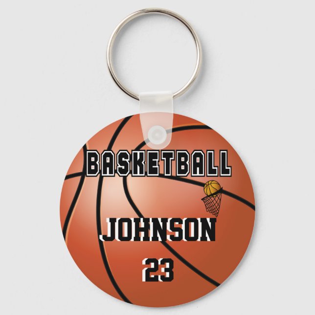 Basketball Sport | DIY Name & Number Key Ring (Front)