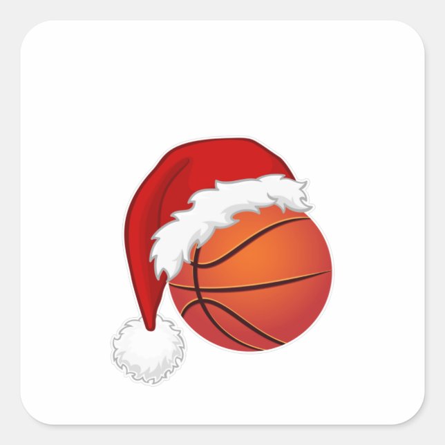 Basketball Sport fans Santa hat Christmas Xmas Square Sticker (Front)