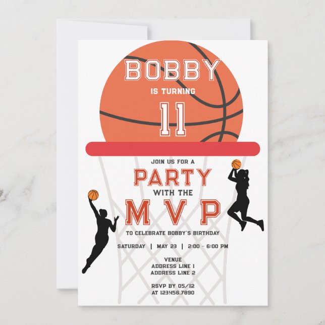 Basketball Sport Jumpman Theme Woman Girl Birthday Invitation (Front)