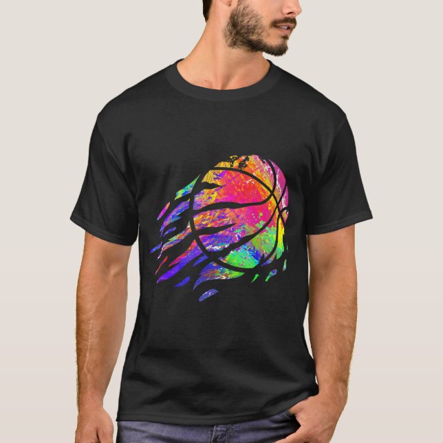 Basketball Sport Splash Basketball Player Ball Spo T-Shirt (Front)
