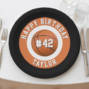 Basketball Sport Team Player Name Happy Birthday Paper Plate