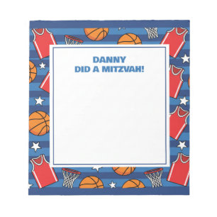 Basketball Sport Theme Personalized Mitzvah Notepad