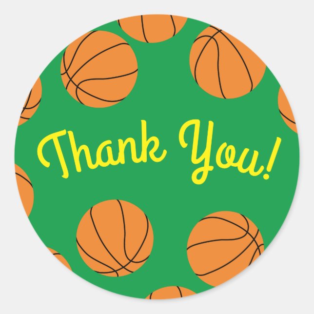 Basketball Sports Birthday Party Classic Round Sticker (Front)