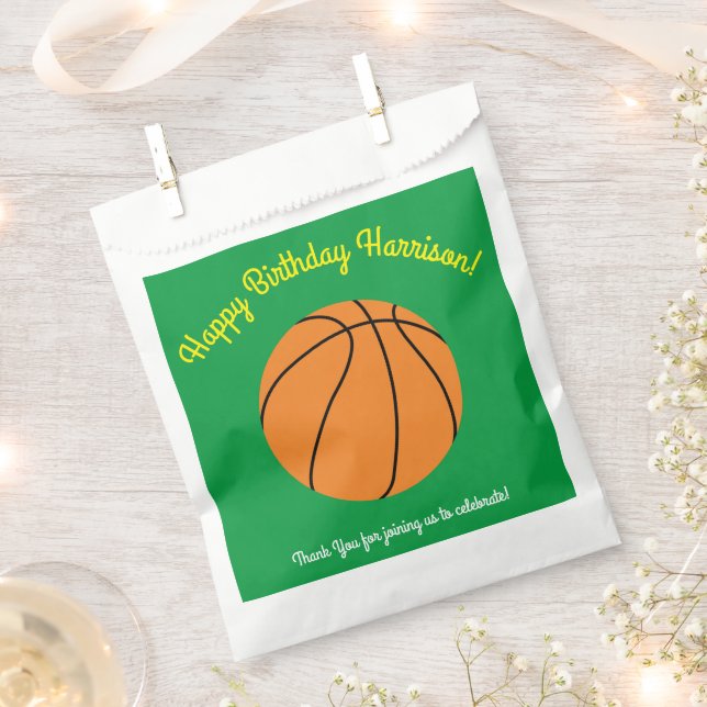 Basketball Sports Birthday Party Favour Bag (Clipped)