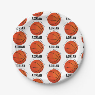 Basketball Sports Birthday Party Personalised Name Paper Plate