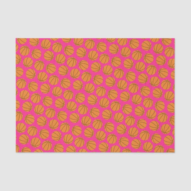 Basketball Sports Birthday Party Pink Tissue Paper (Front)