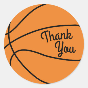 Basketball Sports Birthday Party Thank You Classic Round Sticker