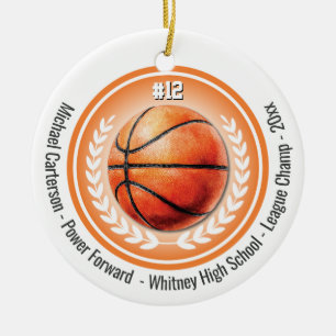 Basketball Sports Champion Team Monogram Ceramic Ornament