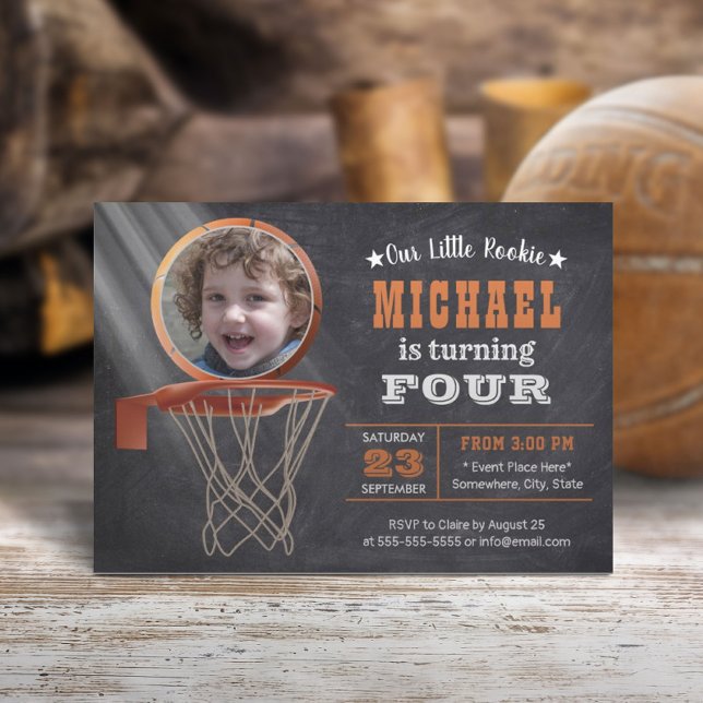 Basketball Sports Custom Photo Birthday Party Invitation (Creator Uploaded)