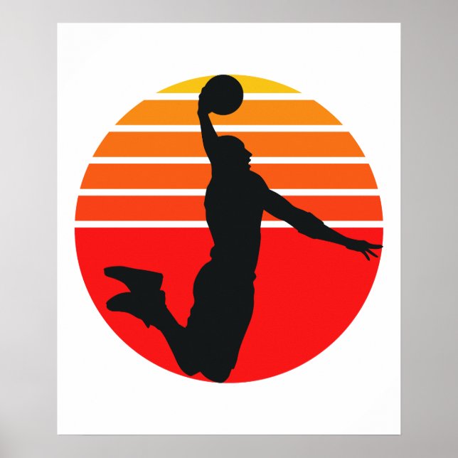 Basketball Sports Dunk Colourful Artwork Poster (Front)