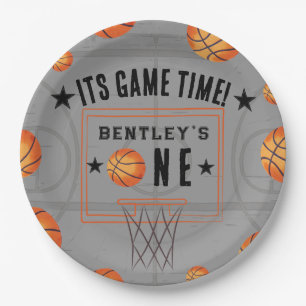 Basketball Sports First Birthday Paper Plate