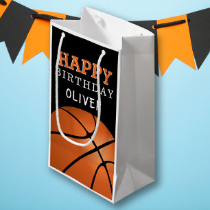 Basketball Sports Happy Birthday Name Small Gift Bag